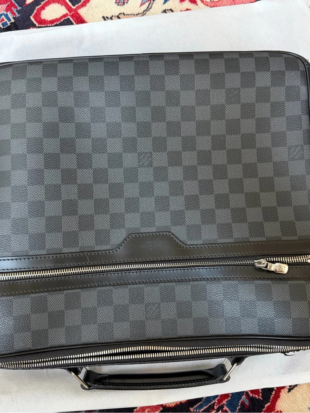 Men's Black Checkered Briefcase - Premium Travel Bag